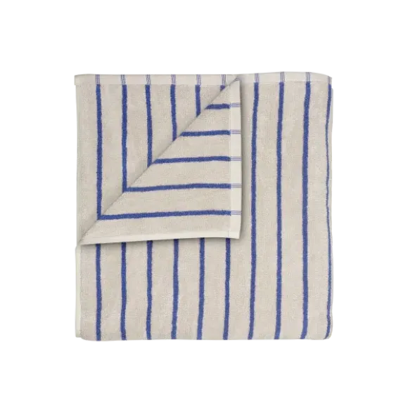 Badetuch -ARTO- Farbe Moonbeam/Mazarine Blue - Größe 70 x 140 cm, schmale Streifen