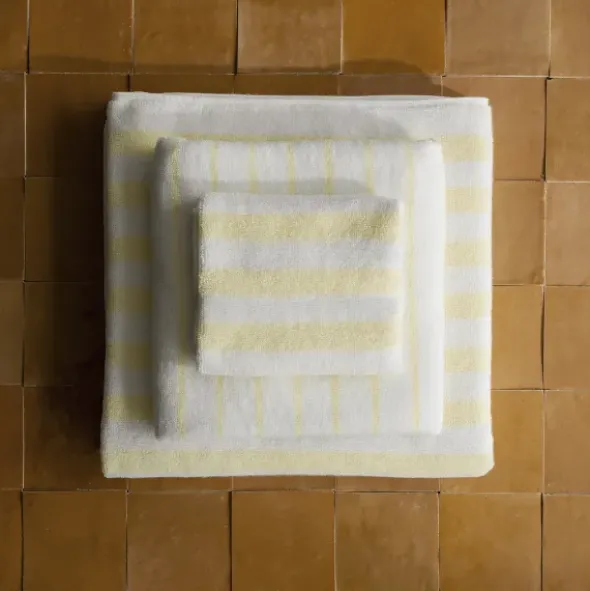 Badetuch -ARTO- Farbe White/Transparent Yellow - Größe 70 x 140 cm, breite Streifen
