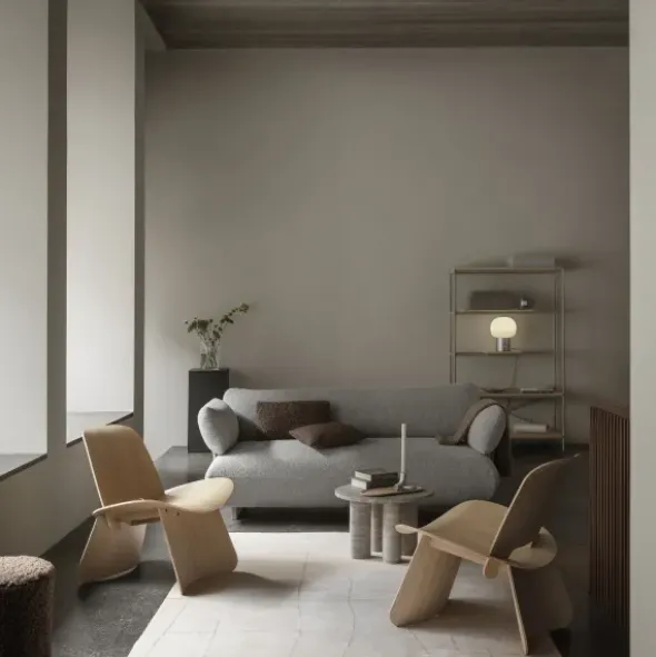 Chaiselongue, links -MOCO- Farbe Shitake - Stoff: kvadrat Melange Nap