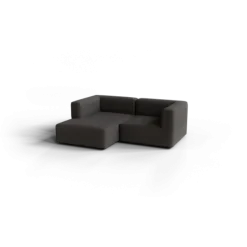 Chaiselongue, links -TASI- Farbe Taupe - Stoff: Boucla