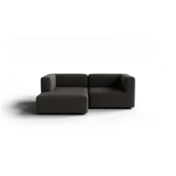 Chaiselongue, links -TASI- Farbe Taupe - Stoff: Boucla