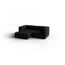 Chaiselongue, links -TASI- Farbe Coal - Stoff: Boucla