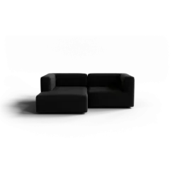 Chaiselongue, links -TASI- Farbe Coal - Stoff: Boucla