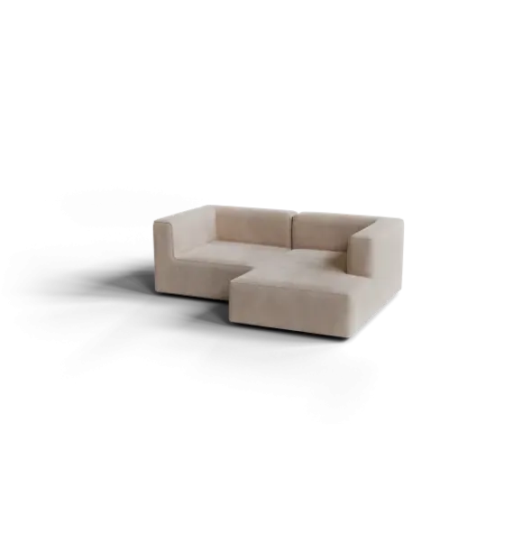 Chaiselongue, rechts -TASI- Farbe Beige - Stoff: Pina