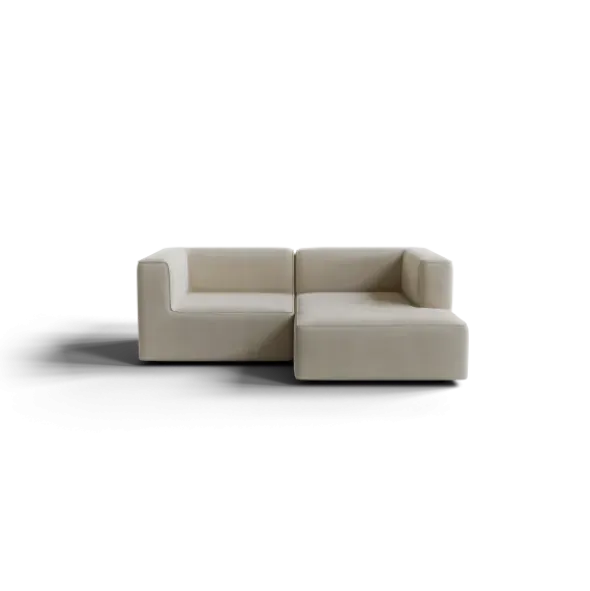 Chaiselongue, rechts -TASI- Farbe Beige - Stoff: Boucla