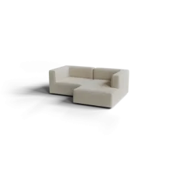 Chaiselongue, rechts -TASI- Farbe Beige - Stoff: Boucla