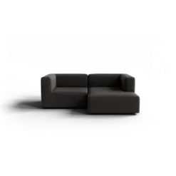 Chaiselongue, rechts -TASI- Farbe Taupe - Stoff: Boucla