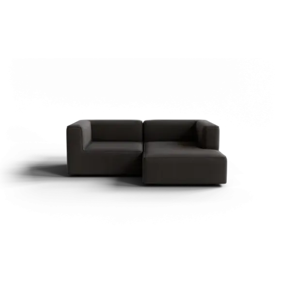 Chaiselongue, rechts -TASI- Farbe Taupe - Stoff: Boucla