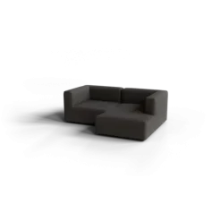 Chaiselongue, rechts -TASI- Farbe Taupe - Stoff: Boucla