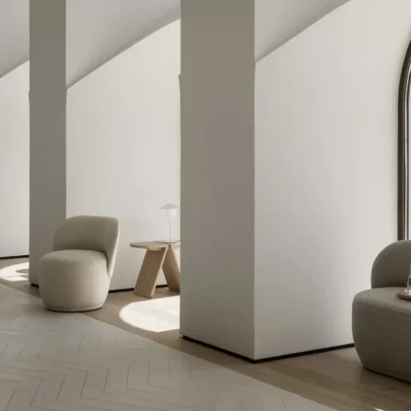 Drehsessel -KUON- Boucla Beige