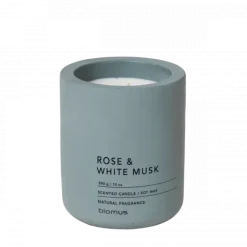 Duftkerze -FRAGA- Farbe FlintStone - Größe Ø 9 cm, Duft: Rose & White Musk