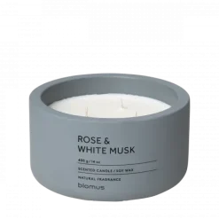 Duftkerze -FRAGA- Farbe FlintStone - Größe Ø 13 cm, Duft: Rose & White Musk