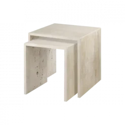 2er Set Beistelltische -VARU- Farbe Beige - aus Travertin