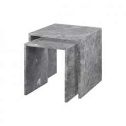2er Set Beistelltische -VARU- Farbe Tundra Gray - aus Marmor