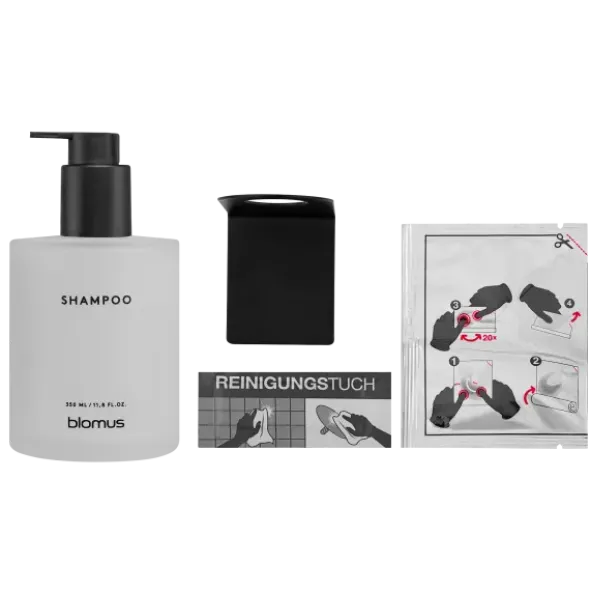 Glasflasche Shampoo -KIREI- Farbe White - Größe 350 ml, Kleben