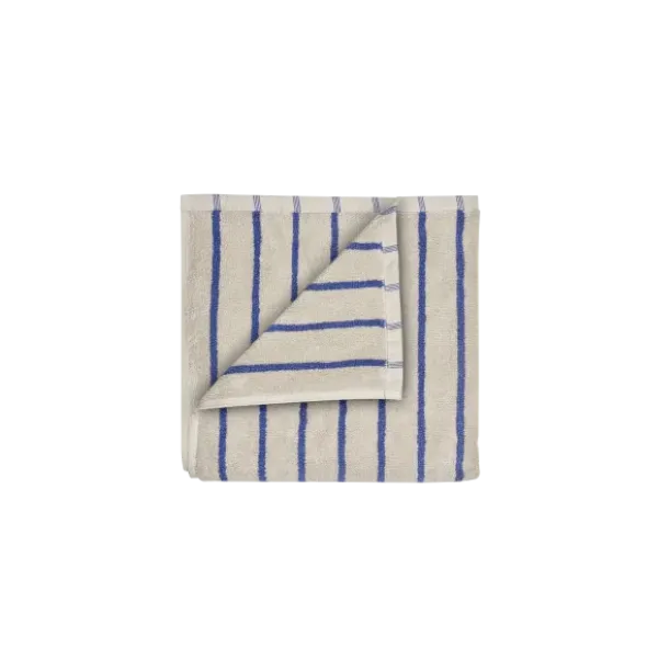 Handtuch -ARTO- Farbe Moonbeam/Mazarine Blue - Größe 50 x 100 cm, schmale Streifen