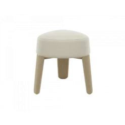 Hocker -KUON- Stoff Boucla Farbe Beige, oak nature