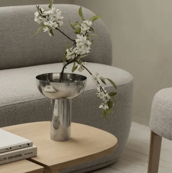 Hocker -KUON- Stoff Boucla Farbe Shitake, oak nature