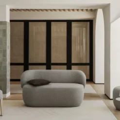 Hocker -KUON- Stoff Socia, Farbe Desert, oak nature