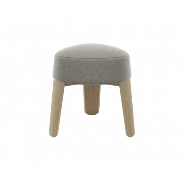 Hocker -KUON- Stoff Socia Farbe Taupe, oak nature