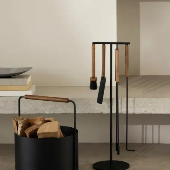 Kaminbesteck 5-tlg. -ASHI- Brown Oak