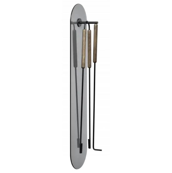 Kaminbesteck 3-tlg. Wandmontiert -ASHI- Farbe Brown
