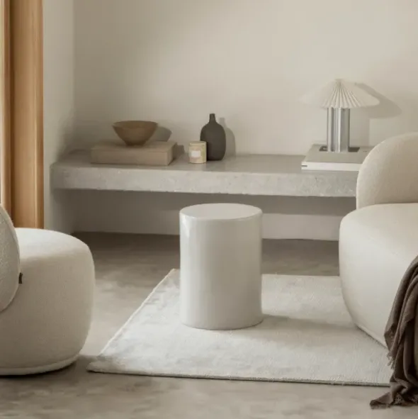 Keramik Hocker -TORU- Farbe Lily White - Form: Zylindrisch