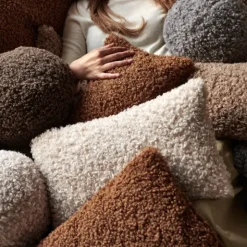 Kissenhülle -TEDDY- Farbe Tan - Größe 50 x 50 cm