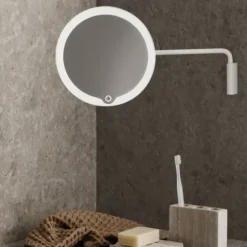 LED Kosmetikspiegel -MODO- Farbe White, 5-fach Vergrößerung, mit Wandhalterung