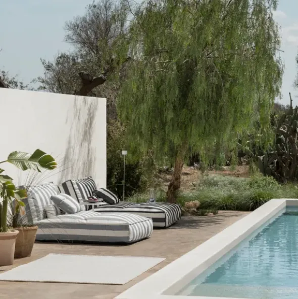 Outdoor-Bett -STAY- Farbe Lily White/Elephant Skin - Größe 120 x 190 cm