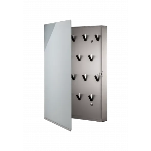 Schlüsselkasten Glas-Magnettafel -VELIO- Farbe Grau - size 30 x 40 cm