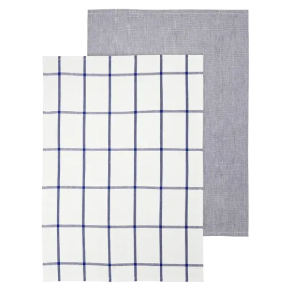 Set 2 Geschirrtücher -TAULO- Farbe White/Mazarine Blue - Quadratisch