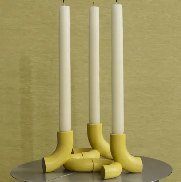 Set 2 Kerzenhalter -DOODLE- Farbe Cream Gold