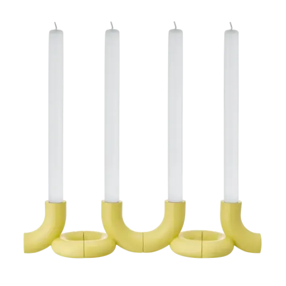 Set 2 Kerzenhalter -DOODLE- Farbe Cream Gold