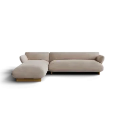 2-Sitzer Chaiselongue, links -MOCO- Farbe Beige - Stoff: Pina