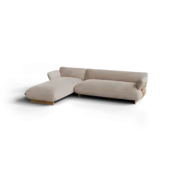 2-Sitzer Chaiselongue, links -MOCO- Farbe Beige - Stoff: Pina