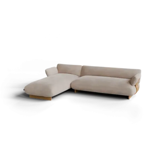 2-Sitzer Chaiselongue, links -MOCO- Farbe Beige - Stoff: Pina
