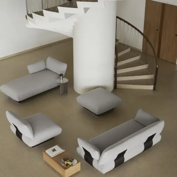 2-Sitzer Chaiselongue, links -MOCO- Farbe Beige - Stoff: Pina