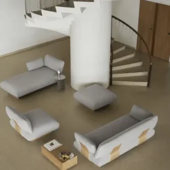 2-Sitzer Chaiselongue, links -MOCO- Farbe Beige - Stoff: kvadrat Melange Nap