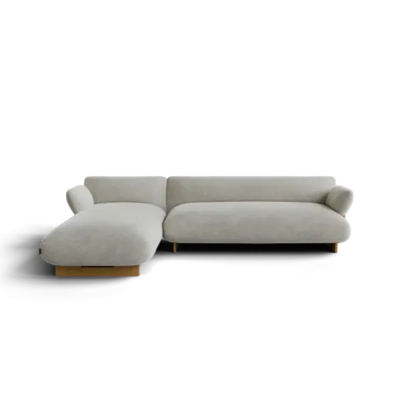 2-Sitzer Chaiselongue, links -MOCO- Farbe Cloud - Stoff: kvadrat Moss