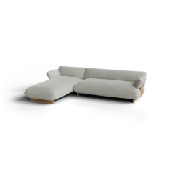 2-Sitzer Chaiselongue, links -MOCO- Farbe Cloud - Stoff: kvadrat Moss