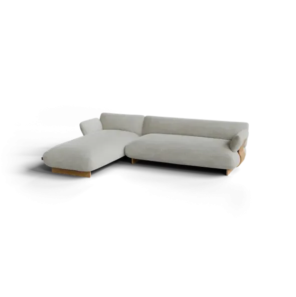 2-Sitzer Chaiselongue, links -MOCO- Farbe Cloud - Stoff: kvadrat Moss
