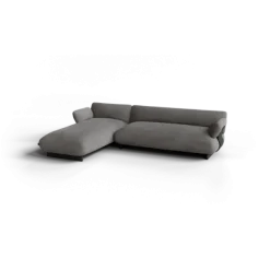 2-Sitzer Chaiselongue, links -MOCO- Farbe Zinc - Stoff: Pina
