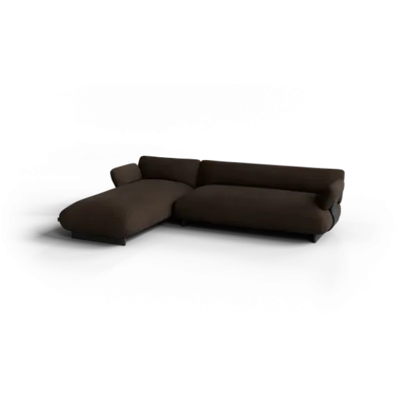 2-Sitzer Chaiselongue, links -MOCO- Farbe Espresso - Stoff: Pina