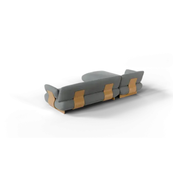 2-Sitzer Chaiselongue, links -MOCO- Farbe Desert - Stoff: kvadrat Melange Nap
