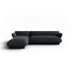 2-Sitzer Chaiselongue, links -MOCO- Farbe Coal - Stoff: kvadrat Melange Nap
