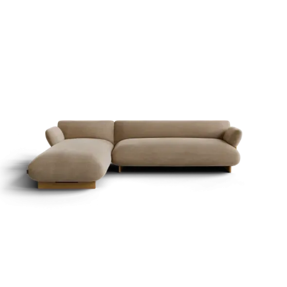 2-Sitzer Chaiselongue, links -MOCO- Farbe Shitake - Stoff: kvadrat Moss