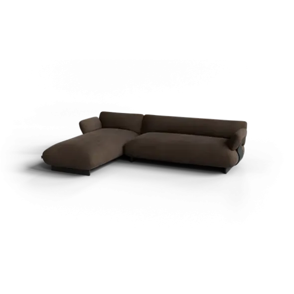 2-Sitzer Chaiselongue, links -MOCO- Farbe Espresso - Stoff: kvadrat Moss