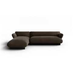 2-Sitzer Chaiselongue, links -MOCO- Farbe Espresso - Stoff: kvadrat Moss