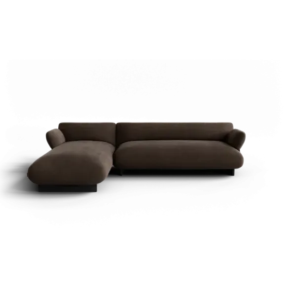 2-Sitzer Chaiselongue, links -MOCO- Farbe Espresso - Stoff: kvadrat Moss